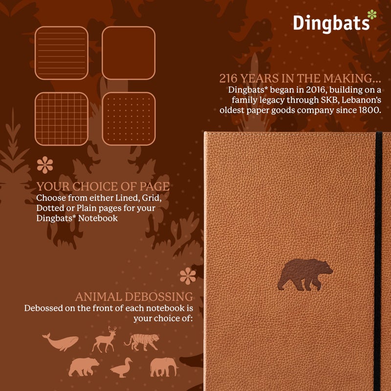 Dingbats* Notebooks Dingbats* - Wildlife Dotted Extra Large A4 Notebook - PU Leather Hardcover Journal for Work, Writing - Pocket, Elastic Closure, Pen Holder, Bookmark - Image 2